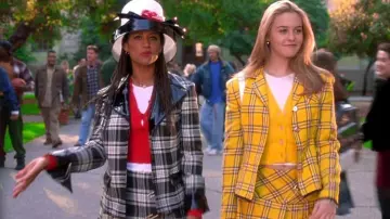 Yellow tartan skirt and blazer outfit worn by Cher (Alicia Silverstone) in Clueless movie wardrobe