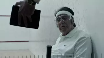 Lacoste White Polo Shirt worn by Aldo Gucci (Al Pacino) as seen in House of Gucci movie