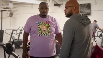 Nike Purple Printed Tee worn by Sherm Jones (Carl Tart) as seen in Grand Crew TV series outfits (Season 1 Episode 7)