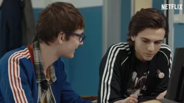 Adidas Track Jacket in black worn by Leone Ferrari (Francesco Gheghi) as seen in The Invisible Thread movie / Il filo invisibile