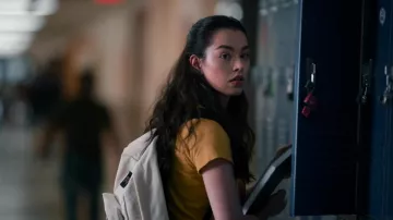 JanSport White Backpack worn by Annie Sullivan (Anneliese Judge) as seen in Sweet Magnolias Tv series wardrobe (Season 2 Episode 2)