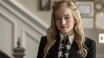 Alice + olivia Ellis Gathered Zip Front Dress worn by Anna Delvey (Julia Garner) as seen in Inventing Anna (S01E03)