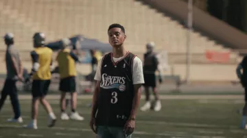 Adidas 3 Philadelphia 76ers jersey worn by Will Smith (Jabari Banks) as seen in Bel-Air TV series outfits (Season 1 Episode 1)