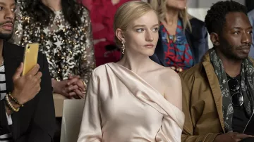 Silk One Shoulder Top worn by Anna Delvey (Julia Garner) as seen in Inventing Anna TV series outfits (Season 1)