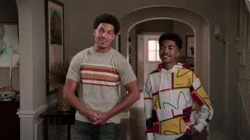 Adidas originals Aop Logo Play H Multicolore hoodie worn by Jack Johnson (Miles Brown) as seen in black-ish (S08E07)