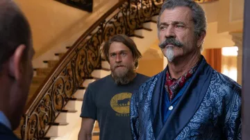 Sevilla Bull T-Shirt worn by Charlie Waldo (Charlie Hunnam) in Last Looks movie outfits