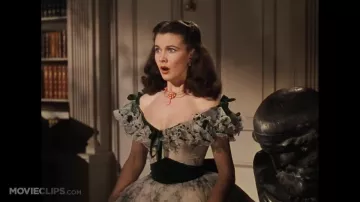 Green and white dress worn by Scarlett O'Hara (Vivien Leigh) in Gone with the Wind movie wardrobe