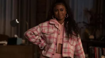 Zara Pink Plaid Jacket worn by Keisha McCalla (Netta Walker) as seen in All American: Homecoming TV series outfits (Season 1 Episode 2)