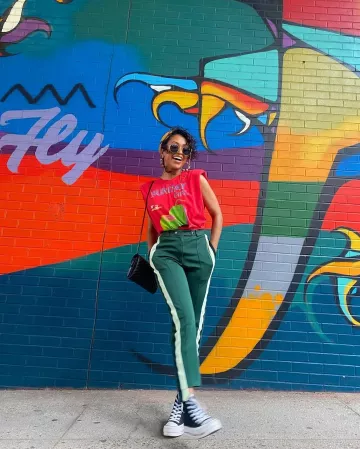 Sunday Girl Graphic T-Shirt worn by Liza Koshy on her Instagram account @lizakoshy