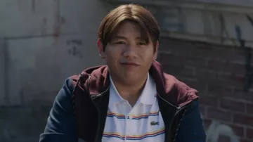 Lacoste Short Sleeve Horizontal Stripe Polo Shirt worn by Ned Leeds (Jacob Batalon) as seen in Spider-Man: No Way Home movie outfits
