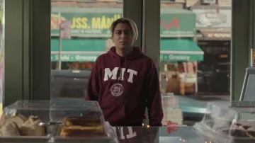 MIT Hooded Sweatshirt in Burgundy worn by Flash Thompson (Tony Revolori) as seen in Spider-Man: No Way Home
