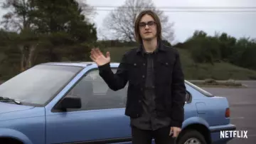 Black Denim Jacket worn by Kevin Schlieb (Jaeden Lieberher) as seen in Metal Lords