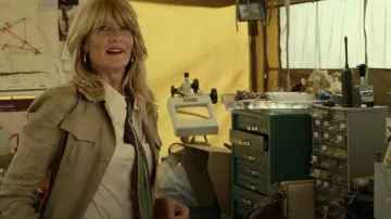 Printed Tie Scarf worn by Ellie Sattler (Laura Dern) as seen in Jurassic World Dominion movie wardrobe