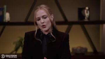 Polka Dot Black Shirt Top worn by Evan Rachel Wood as seen in The Daily Show with Trevor Noah on March 15, 2022
