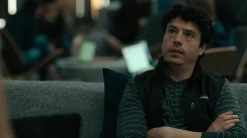 Patagonia Better Sweater Vest in Black worn by Garrett Camp (Jon Bass) as seen in Super Pumped TV series (S01E01)