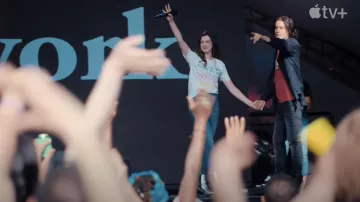 May By We T-shirt worn by Rebekah Neumann (Anne Hathaway) as seen in WeCrashed TV series wardrobe (Season 1)