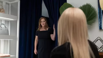 Ann Taylor El vestido de vaina de cuello cuadrado en estiramiento sin temporada usado por Beth (Amy Schumer) como se ve en Life & Beth (S01E01)