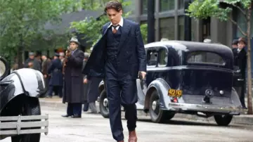 Classically styled three-piece suit worn by John Dillinger (Johnny Depp) in Public Enemies movie wardrobe
