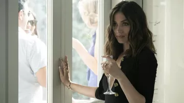 Lisa Marie Fernandez Black Cardigan worn by Melinda Van Allen (Ana de Armas) as seen in Deep Water movie wardrobe