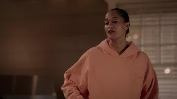 Stadium Goods Eco logo-embroidered hoodie worn by Rainbow Johnson (Tracee Ellis Ross) as seen in black-ish (S08E09)