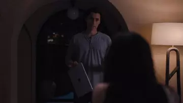 Long sleeve Grey henley T-shirt worn by Adam Neumann (Jared Leto) as seen in WeCrashed (S01E04)