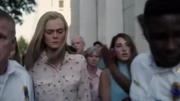 Loft Lotus Utility Blouse Pink Floral Button Up worn by Michelle Carter (Elle Fanning) as seen in The Girl From Plainville TV series outfits (Season 1 Episode 1)