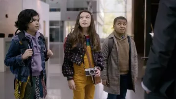 Yellow Mustard Dungaree Jumpsuit with zipper worn by Hilde Lisko (Brooklynn Prince) in Home Before Dark TV series wardrobe (Season 2 Episode 4)