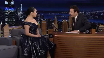 Christian Siriano Vinyl Dress worn by Lana Condor as seen in The Tonight Show Starring Jimmy Fallon on March 28, 2022
