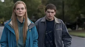 L.L.Bean Blue Fleece Jacket worn by Michelle Carter (Elle Fanning) as seen in The Girl From Plainville TV show wardrobe (S01E04)