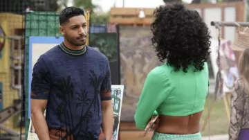 Scotch & Soda Palm Tree Printed T-shirt worn by Jordan Baker (Michael Evans Behling) as seen in All American (S04E12)