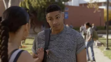 Kenzo Animal Printed Grey Tee worn by Jordan Baker (Michael Evans Behling) as seen in All American TV show outfits (Season 4 Episode 11)
