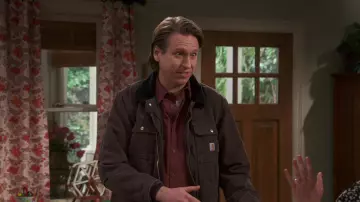Carhartt jacket in brown worn by Tom Smallwood (Pete Holmes) as seen in How We Roll TV show outfits (Season 1 Episode 2)