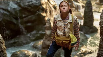 Denim White Vest Jacket worn by Pili (Kea Peahu) as seen in Finding 'Ohana movie wardrobe