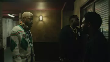 Gucci Jacquard alpaca wool cardigan worn by Darius (Lakeith Stanfield) as seen in Atlanta TV series (S03E05)