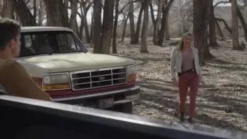 The IRO ivory leather jacket worn by Jenny Hoyt (Katheryn Winnick) in the series Big Sky (season 2 Episode 14) 