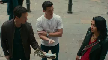 Fossil Coachman Quartz Stainless Steel and Leather Casual Cuff Watch worn by Nathan Drake (Tom Holland) as seen in Uncharted