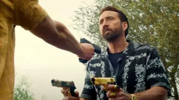 Hawaiian Blue patterned shirt worn by Nick Cage / Nicky (Nicolas Cage) in The Unbearable Weight of Massive Talent