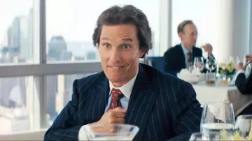 Blue Striped Suit Jacket worn by Mark Hanna (Matthew McConaughey) in The Wolf of Wall Street movie
