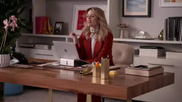 Oscar de la Renta Double-Breasted Stretch-Wool Jacket worn by Mallory Hanson (Brooklyn Decker) as seen in Grace and Frankie TV series wardrobe (Season 7 Episode 2)
