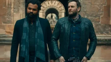 The biker leather jacket worn by Gallowglass (Steven Cree) in the series The Lost Book of Spells (Season 3 Episode 6)