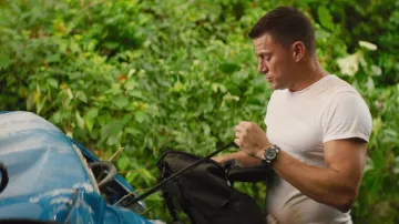 Bulgari Aluminum 103445 watch worn by Alan (Channing Tatum) as seen in The Lost City movie outfits