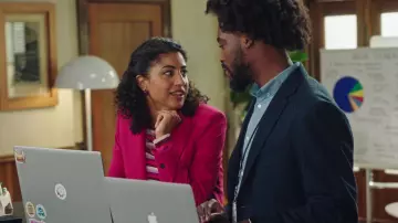 Zara Basic Blazer in pink worn by Mikaela Shaw (Vella Lovell) as seen in Mr. Mayor TV series outfits (Season 2 Episode 9)