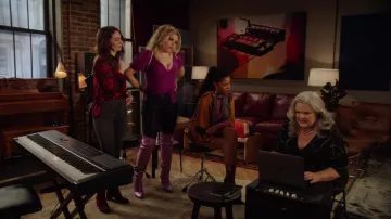 Steve Madden Vivianne Boot in pink worn by Summer Dutkowsky (Busy Philipps) as seen in Girls5eva TV series outfits (S02E05)