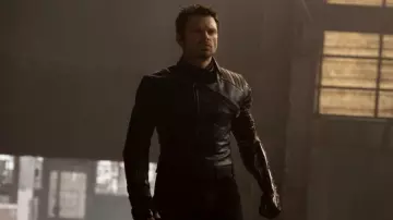 Black Leather Jacket worn by Bucky Barnes (Sebastian Stan) in The Falcon and the Winter Soldier TV series (Season 1 Episode 4)