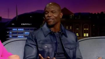 Blue Leather Jacket worn by Terry Crews as seen in The Late Late Show with James Corden 
