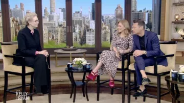 Isabel Marant Print Ruched Ruffle Stretch Silk Midi Dress worn by Kelly Ripa as seen in LIVE with Kelly and Ryan