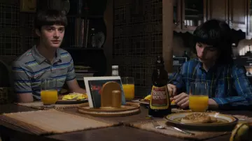Grey Striped Polo shirt worn by Will Byers (Noah Schnapp) as seen in Stranger Things TV series (Season 4 Episode 3)