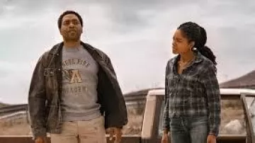 Angel Fire Academy T-Shirt worn by Faraday (Chiwetel Ejiofor) in The Man Who Fell to Earth TV series (Season 1 Episode 2)