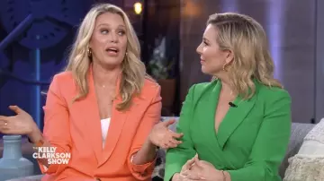 A.L.C. coral blazer and pants suit worn by Jessica St. Clair in The Kelly Clarkson Show