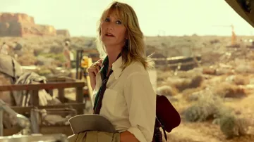 White shirt worn by Ellie Sattler (Laura Dern) in Jurassic World Dominion movie outfits